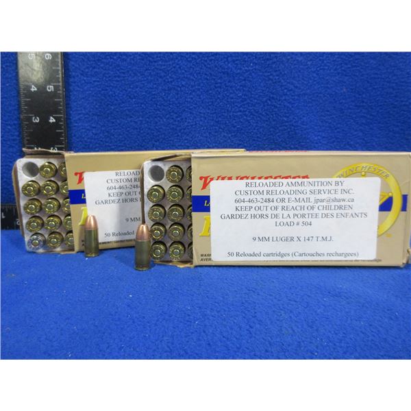 9MM Luger 147gr TMJ Factory Reloads (Pick Up or Ship by UPS Only)