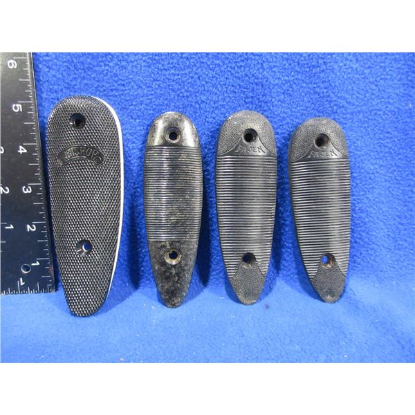 4 Plastic Butt Plates - 2 Fajen, 1 Bishop, 1 Unknown - All 3" C/C