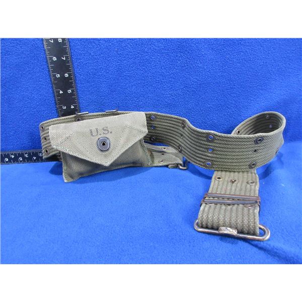 Vintage US Military Web Belt with Battle Dressing Pouch & Battle Dressing