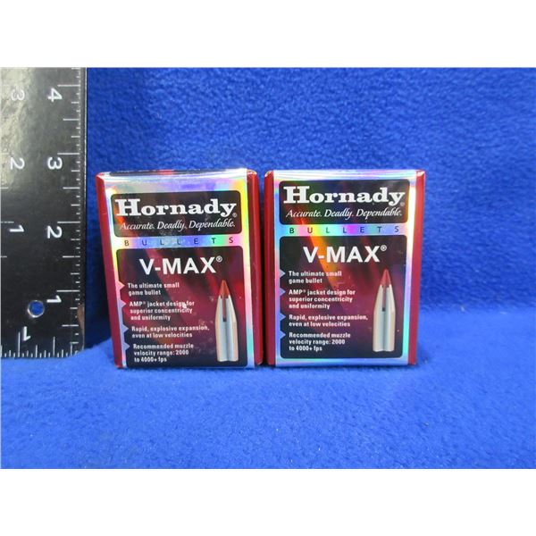 22 Cal. 50gr V-MAX Hornady Bullets - 2 Sealed Boxes of 100