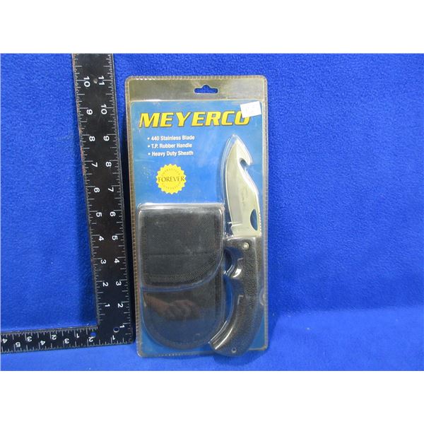 Meyerco Blackie Collins Folding Lockback Gut Hook Knife with Sheath