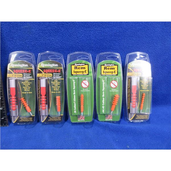 5 Remington Squeeg-E Gun Cleaning Jags (357 x 2, 22, 30 and 44 Cal.)