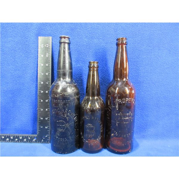 3 Vintage Beer Bottles - 2 Silver Spring and 1 Vancouver Breweries