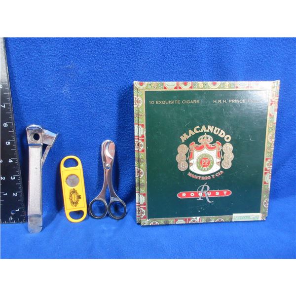 3 Vintage Cigar Cutters in Cigar Box