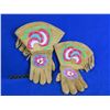 Image 1 : Native American Leather Gloves with Beadwork and Fringes