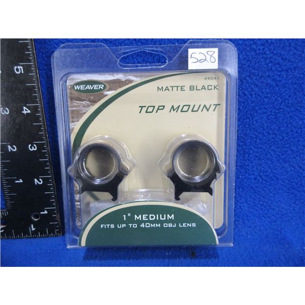 NEW - Weaver 1" Medium Top Mount Rings # 49041 - Matte Black
