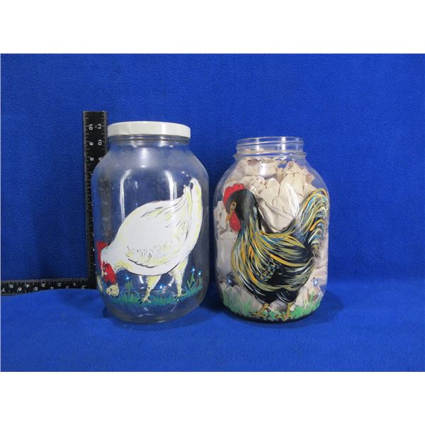 2 Hand Painted 1 Gallon Glass Jars - PICK UP ONLY