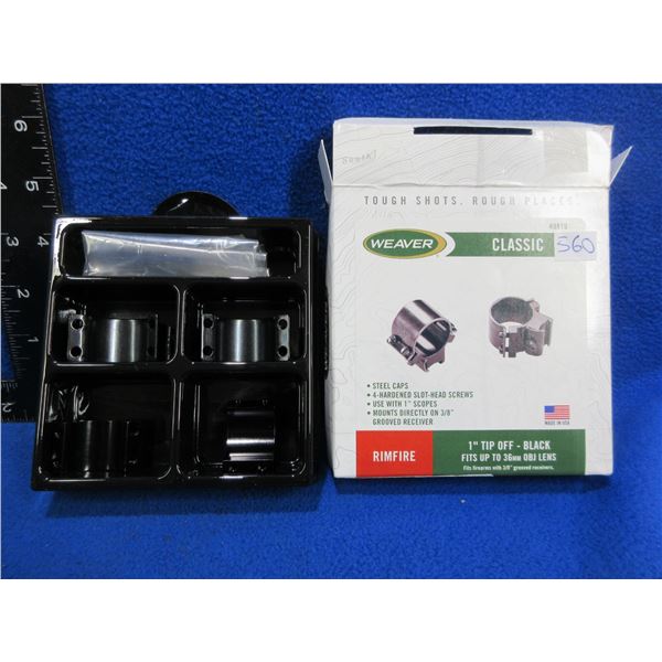 NEW - Weaver Classic 1" Tip Off Rimfire Rings - Black # 49819