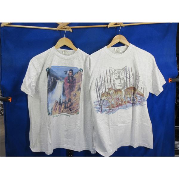 NEW - 2 T-Shirts - Size Large - Wolves and Spirit of the Land