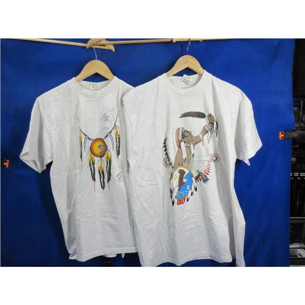 NEW - 2 T-Shirts - Size Large & XL - Native American Motifs