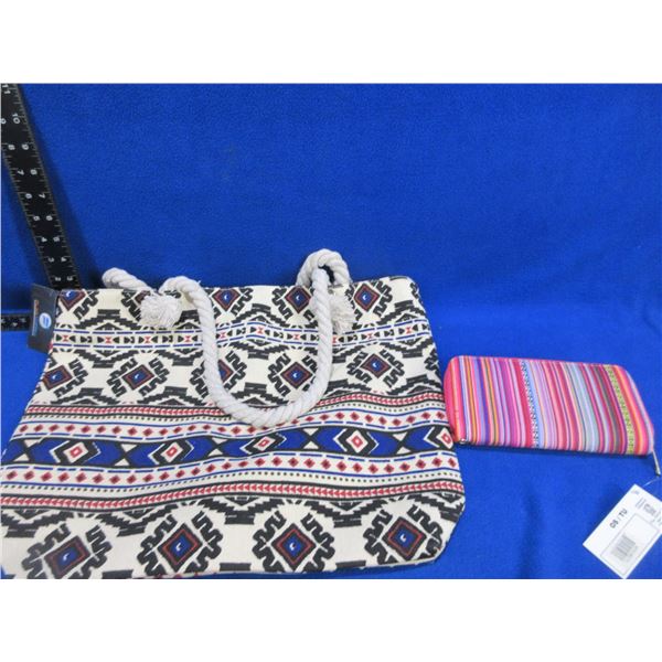 NEW - Canvas Tote Bag and Ladies Wallet