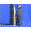 Image 1 : Vintage Fixed Blade Knife w/ Stag Handle & Leather Sheath