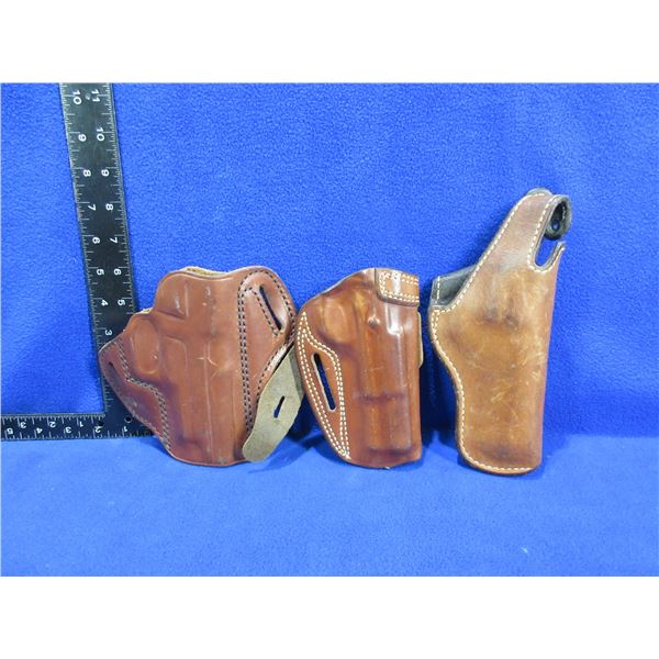 3 Leather Holsters - Right Hand - 2 Bianchi and an Alessi