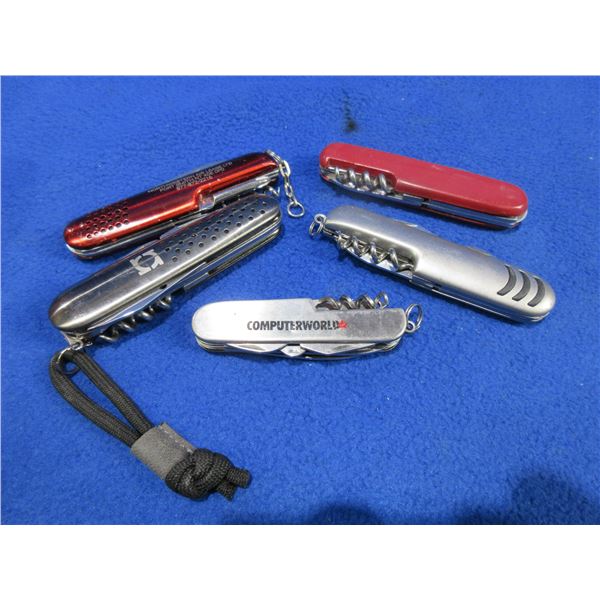 5 Swiss Style Folding Pocket Knives