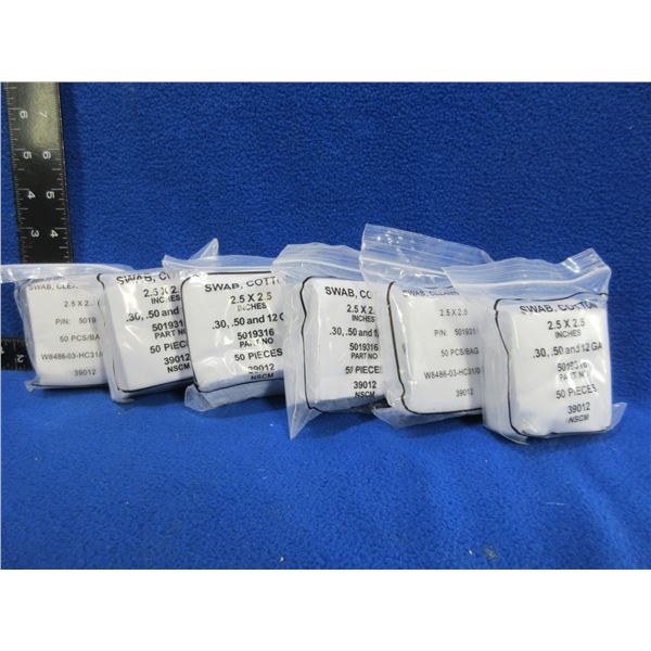 NEW - Cotton Swabs - 2.5" x 2.5" - 6 Packs of 50