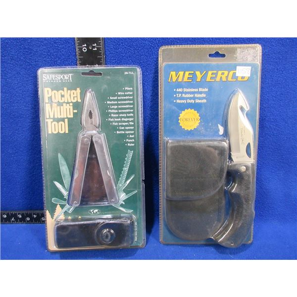 Meyerco Blackie Collins Gut Hook Knife & Safesport Multi-Tool Pliers
