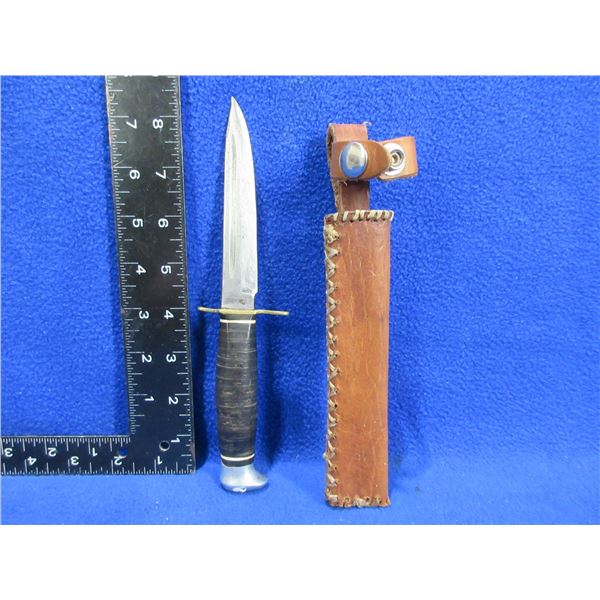 Fixed Blade Knife with Leather Sheath - Lamplough Cutlery, Solingen 4 AL