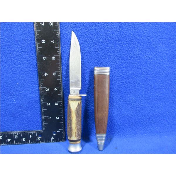 Fixed Blade Knife with Stag Handle and Incorrect Sheath
