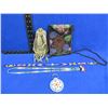Image 1 : Native American Beaded Bag, Key Ring, Necklaces and a Leather Pouch