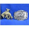 Image 1 : 2 Belt Buckles - Winchester Western & Solid Brass 1979 Baron Buckle