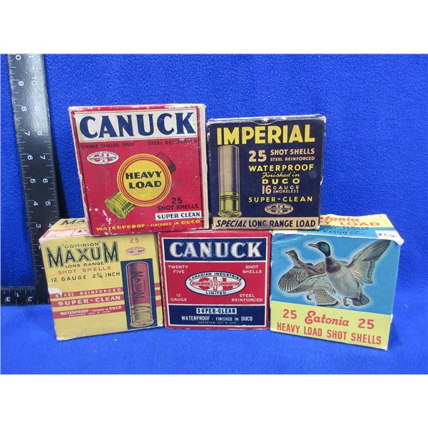 5 Empty Shotshell Collector Boxes