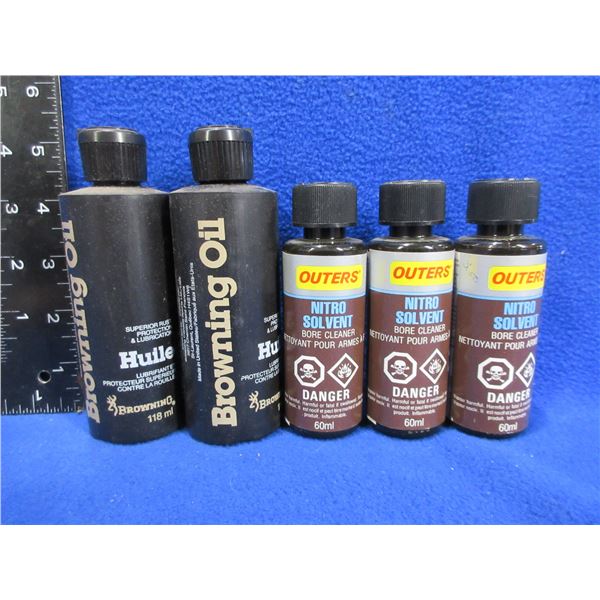 2 Bottles Browning Oil (118ml) & 3 Bottles Outer's Nitro Solvent (60ml)