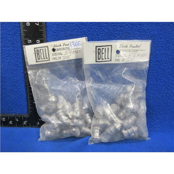 54 Cal. Maxi-Ball Black Powder Bullets by Bell - 2 Bags of 25