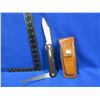 Image 1 : Western USA Folding Lock Blade Knife w/ Saw Blade & Leather Sheath