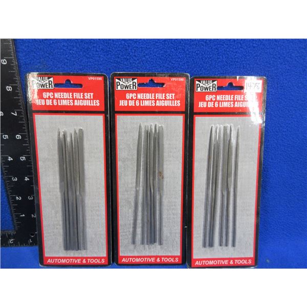 NEW - 3 Packages - 6 Piece Needle File Sets