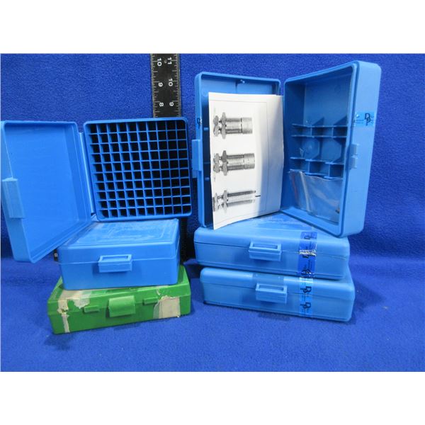 3 Empty Plastic Ammo Boxes and 3 Empty Die Boxes