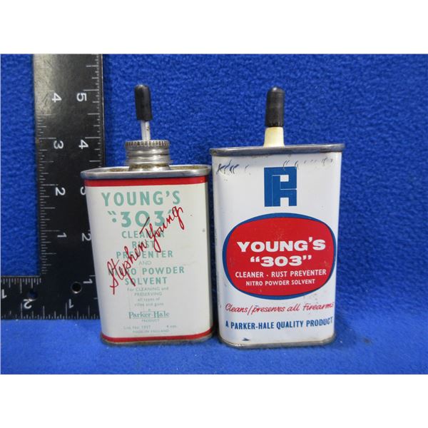 2 Collector Tins - Young's "303" Cleaner/Rust Preventer