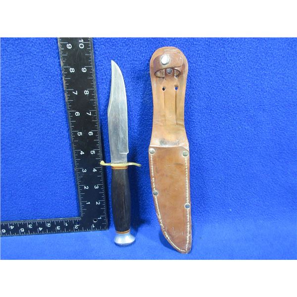 Original Bowie Fixed Blade Knife with Leather Sheath - 5" Blade