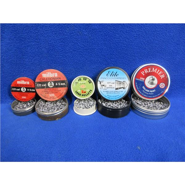5 Tins of .177 Cal. Pellets - 1 is full, other 4 approx. 1/2 full