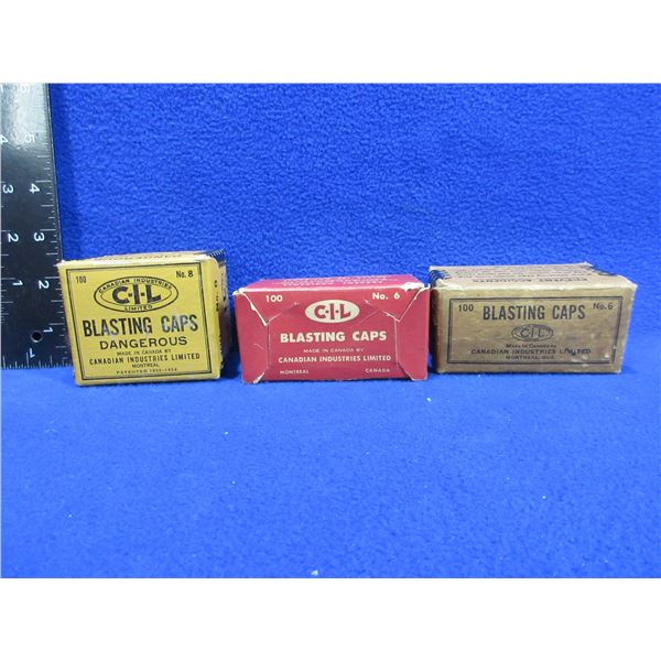 3 Vintage CIL Blasting Caps Collector Boxes