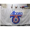 Image 1 : Alberta 75 Flag - 1905 - 3' x 6' Rope & Toggle - Appears to be Nylon. Has some spotting.