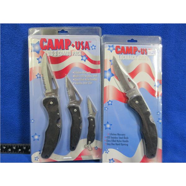 Camp USA Lockback Knife and Big 3 Combo Pack - New Old Stock