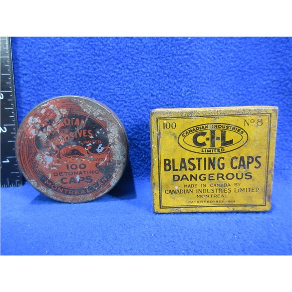 2 Vintage Blasting Cap Collector Tins - CIL & Canadian Explosives