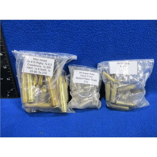 Mixed Brass Only - 38 Super Auto, 30 Carbine, 416 Rigby, 270 Win., Etc.