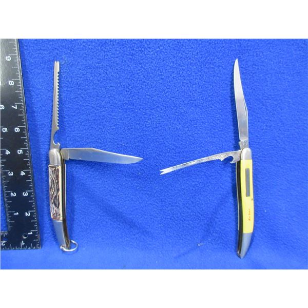 2 Folding Blade Fish Knives - Stainless Colonial, Kabar 1128