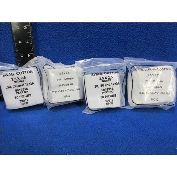 NEW - Cotton Swabs - 2.5" x 2.5" - 4 Packs of 50