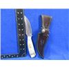 Image 1 : BCK Fixed Blade Knife with Leather Sheath - 4 1/4" Blade
