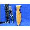 Image 2 : Fixed Blade Knife with Leather Sheath - 4" Blade, 8" Total Length