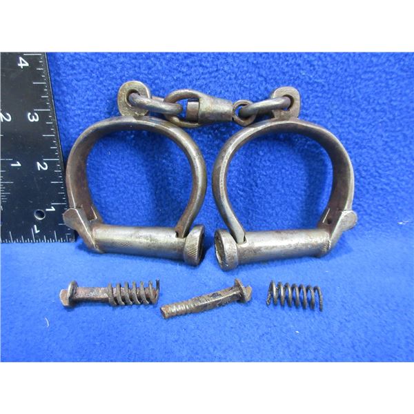Vintage Hiatt Warranted Wrought Handcuffs - Missing Parts