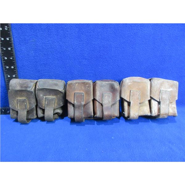 3 - Yugoslavian 2 Pocket Leather Ammo Pouches for Mauser