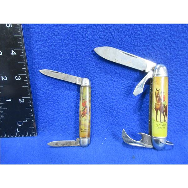 2 Vintage Folding Pocket Knives - RCMP Canada & Rodeo Canada