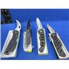Image 1 : 4 Folding Lock Blade Knives - 2 Partially Serrated, 1 Hawkbill, 1 Regular
