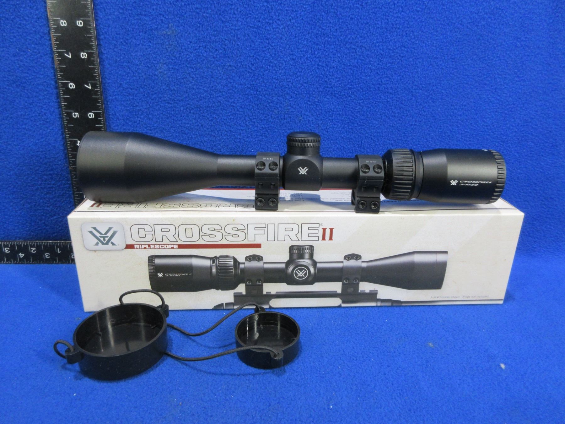 Vortex Scope Exploded View Vortex Crossfire II 3-9x50 Scope with Vortex Rings - Appears Clear