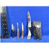 Image 1 : 4 Folding Blade Knives - 3 are Lock Blade, 1 Has a Leather Sheath