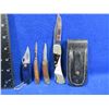 Image 2 : 4 Folding Blade Knives - 3 are Lock Blade, 1 Has a Leather Sheath