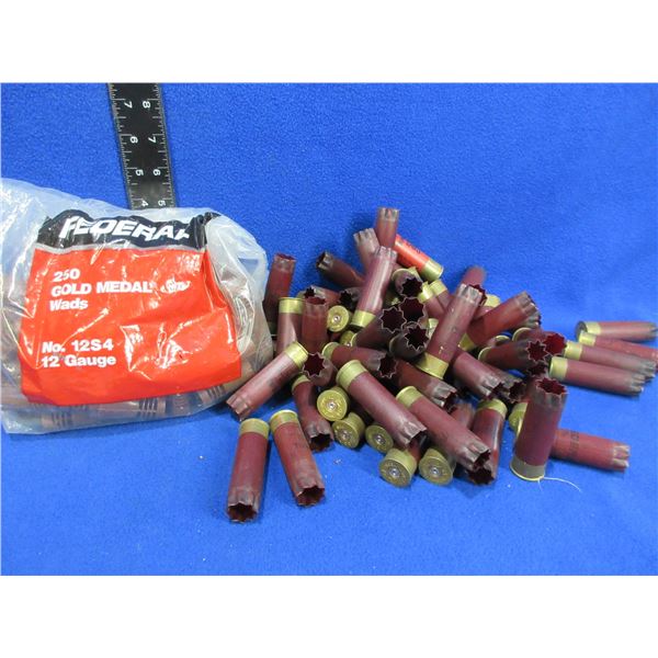 12 Ga. Federal Wads (Approx. 100) & 12 Ga. Hulls (Approx. 60)